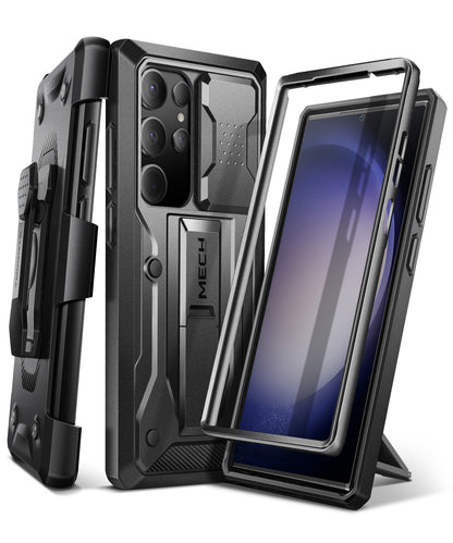 Samsung Galaxy S23 Ultra Case with Sliding Camera Cover, [with Front Frame] Dual Layer Military Grade Protection Belt-Clip & Kickstand Phone Case for Galaxy S23 Ultra